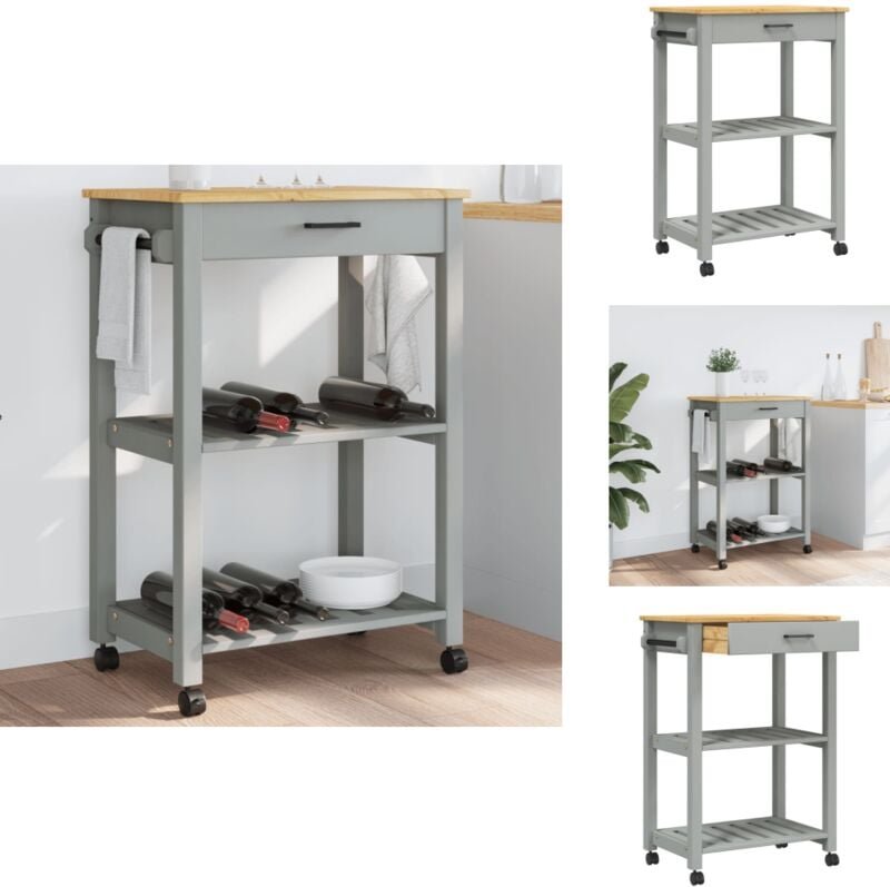 Küchenwagen MONZA 60x40x90 cm Massivholz Kiefer - Holzschrank - Küchenschrank - Kücheninsel - Retro Möbel - Vintage Stil