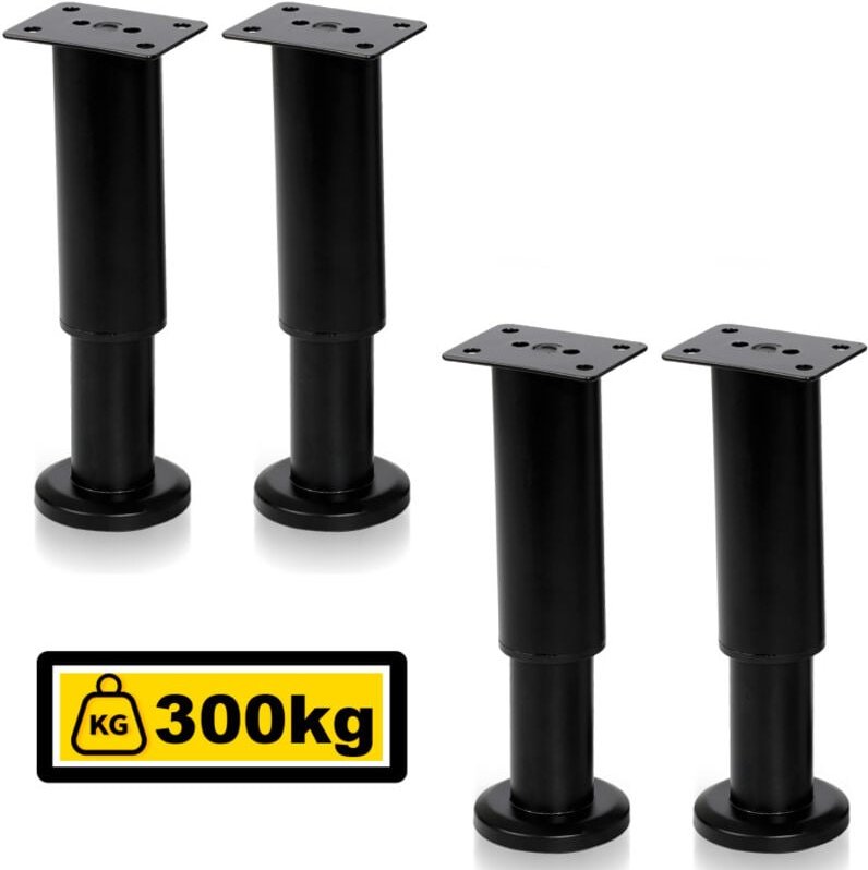 4X Möbelfüße 12-18cm Dehnbar(Schwarz) Sockelfüße Stützfuß Schrankfuß Verstellbar Hotel Sockelfüße Füße - Swanew
