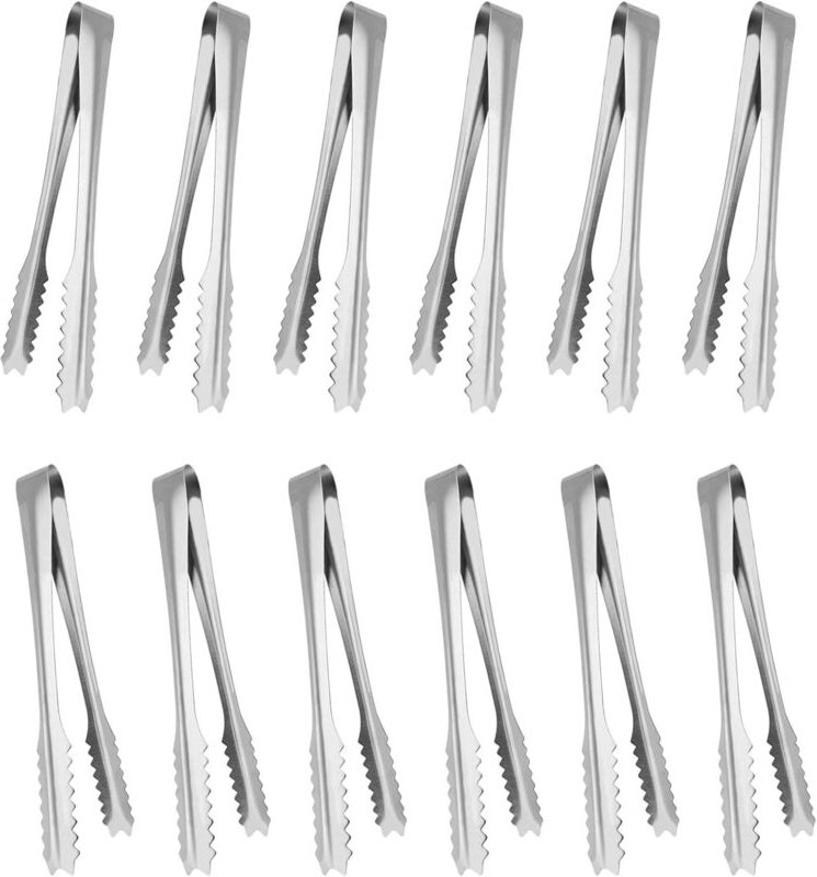 12-teiliges multifunktionales Edelstahl-Zangenset: Eiszange, Bonbonzange, Mini-Servierzange, Metallzange für Zucker, Kek...