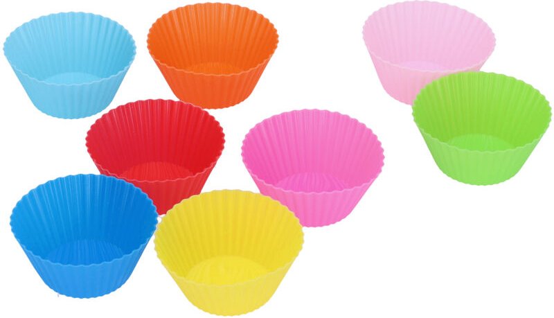 Mini-Cupcake-Förmchen, 8 Stück, Kuchenformförmchen, 7 cm Silikon-Backförmchen, wiederverwendbare runde Muffinförmchen mi...