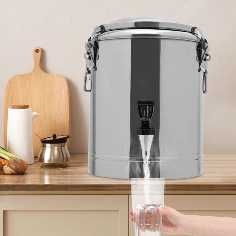 Edelstahl Nahrungsmittelwärmer, 20L Isolierter Eimer, Wärmer mit Hahn und Deckel für Alle Arten von Partys, Picknicks im...