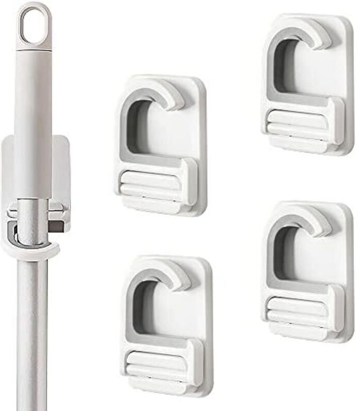 Csparkv - 5 x 6 x 7 cm, 4 Stück Wandbesenhalter, selbstklebender Besenhalter zur Wandmontage, Besenhalter, Mopphalter, s...