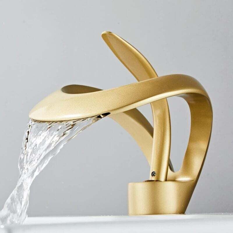 Wasserfall-Waschtischarmatur, Einhebelmischer für Warm- und Kaltwasser