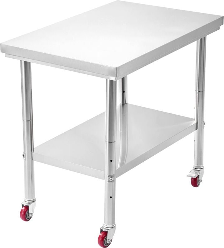 Mophorn Edelstahltisch Arbeitstisch Küchentisch (90 x 60 cm) zur Lebensmittelzubereitung mit Rollen, Zubereitungstisch m...