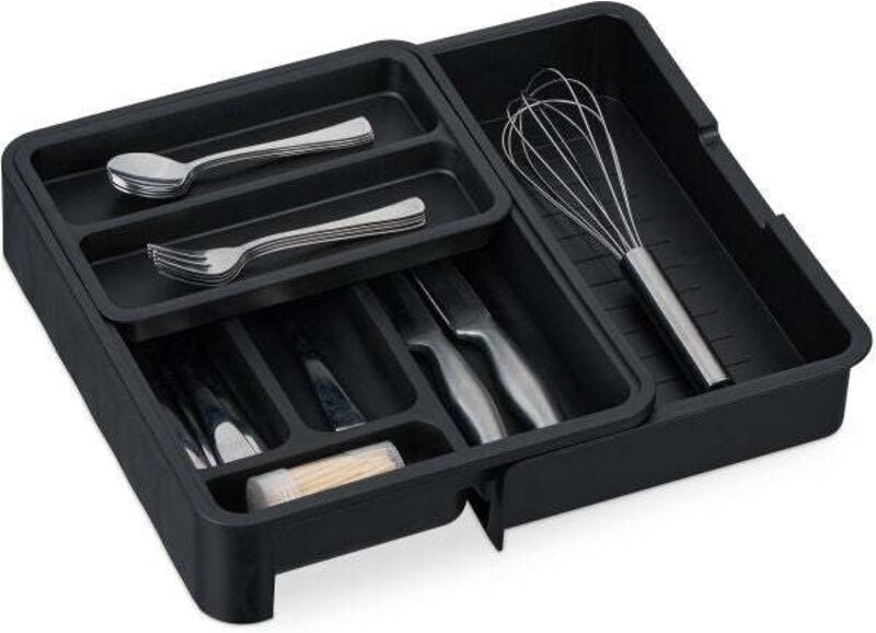 Ausziehbarer besteckkasten in schwarz
