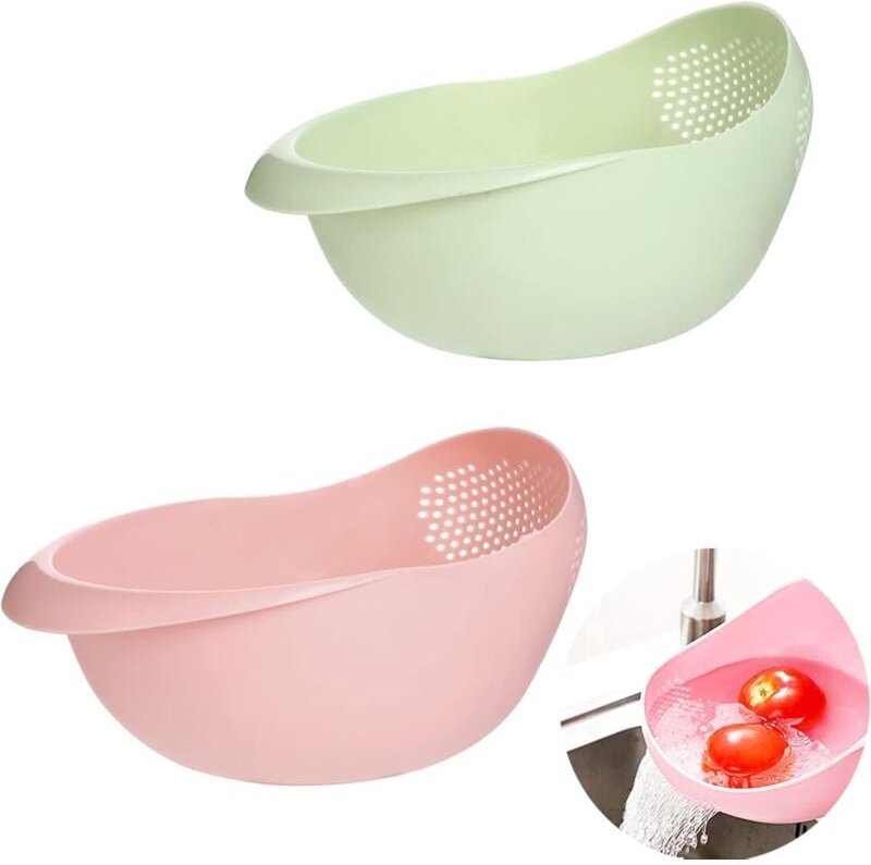Ersandy - 2 Stück Gemüse-Obst-Sieb, Multifunktions-Abflusskorb, Kunststoff-Abflusskorb, Waschfilter-Sieb, vermeiden Sie ...