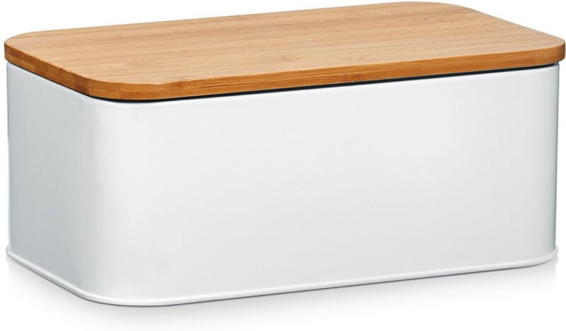 Zeller - Bkasten mit Bambus Schneidebrett, Metall, matt 2in1, 31x18x12,5