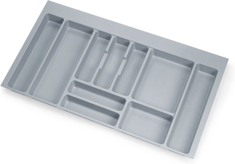 Besteckeinsatz Optima für Universalschublade, Modul 900mm, Kunststoff, Grau - Grau - Emuca