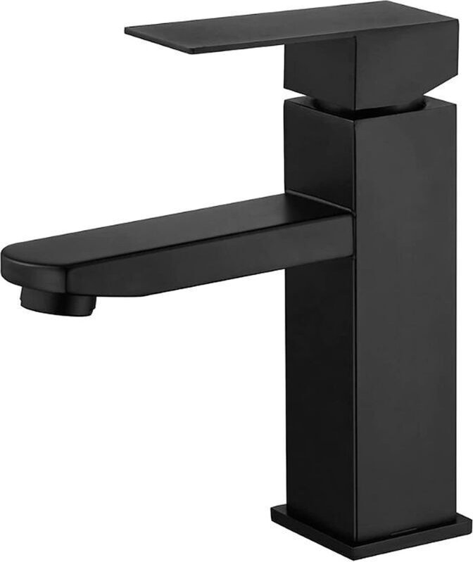 Schwarze Waschtischarmatur, Edelstahl-Mischbatterie für Warm- und Kaltwasser mit flexiblem Schlauch, schwarze Badarmatur...