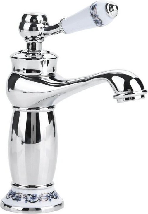 Vintage-Badezimmerarmatur aus Messing mit blau-weißem Porzellangriff, Warm-/Kaltwasser-Mischbatterie, elegantes Design i...