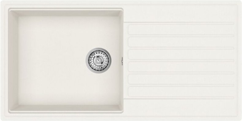 Swiss Aqua Technologies - 100x50 cm Granit-Einbauspüle mit umklappbarem Abtropfbecken, weiß (SATSINKGQK103W)