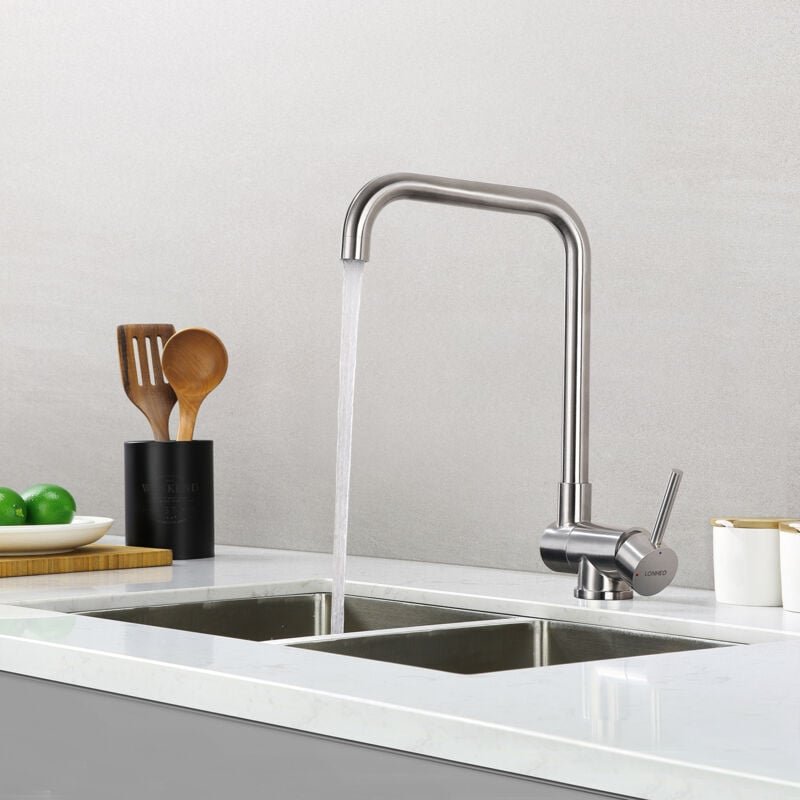 Hochdruck Küchenarmatur Umklappbar 360° Drehbar, Hochdruck Wasserhahn Küche aus Edelstahl, Vorfenster Spültischarmatur E...