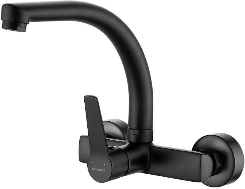 Vilava Wand-Waschtisch-/Spültischarmatur, F-Auslauf, schwarz