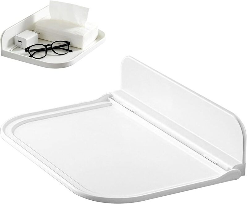 Set mit 2 selbstklebenden, faltbaren Wandregalen aus Kunststoff für Bad, Küche und Schlafzimmer schwebende Ablageflächen...