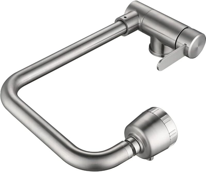 Klappbare Küchenarmatur mit zwei Sprühstrahlen, 360° schwenkbarer Spültischhahn aus Edelstahl 304 (gebürstetes Nickel)