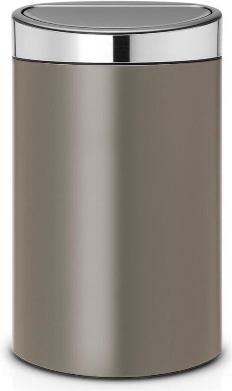 Brabantia Touch Bin, Mülleimer, Abfalleimer, Abfallbehälter, Platinum, Deckel in Matt Steel, Stahlmatt, 40 L, 114885