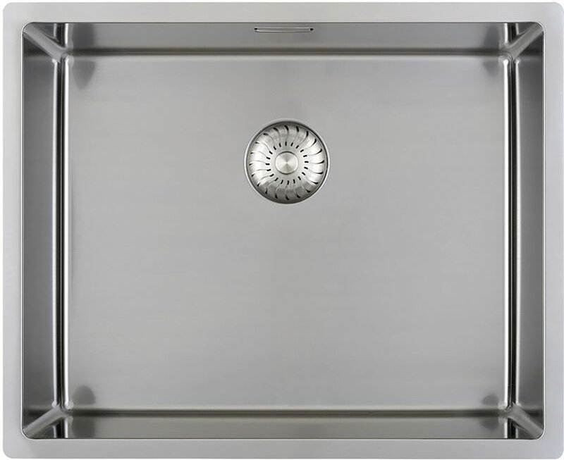 3D-Spüle CAPP40R10 Edelstahl Spülbecken - Integral-Siebkorbüberlaufventil - 440x440mm - Solido