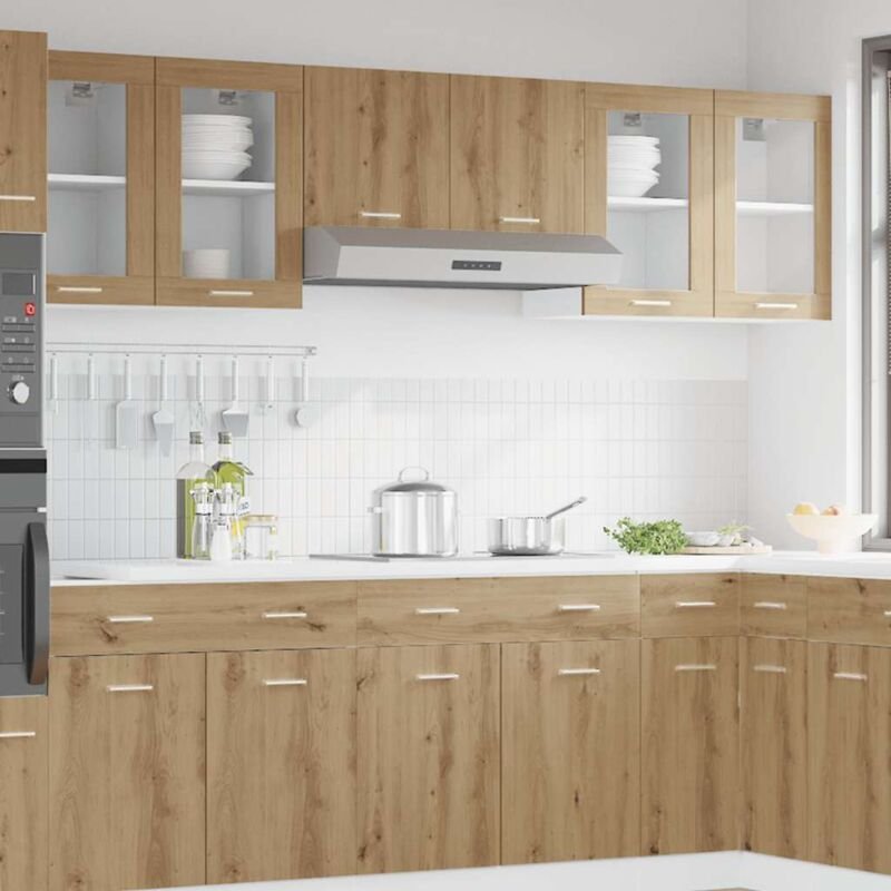 Thumbnail - vidaXL Hängeschrank Glas Artisan-Eiche 40x31x60 cm Holzwerkstoff