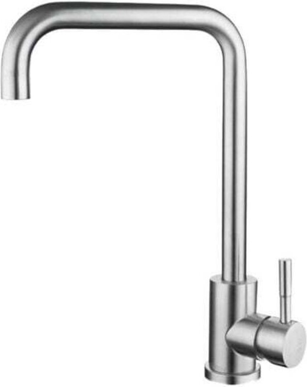 Küchenarmatur Gebürstet, Einhand-Küchenmischer, 360° Drehung, Warm- und Kaltwasserhahn aus 304 Edelstahl