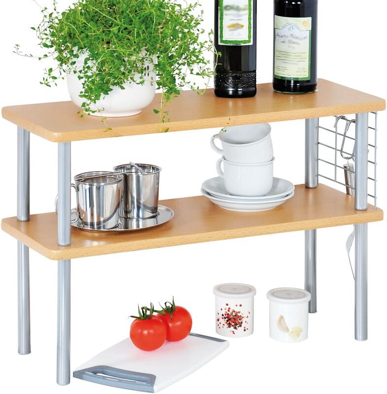 Küchenregal auf Arbeitsplatte, 2 Ebenen, Buchenholz Kesper