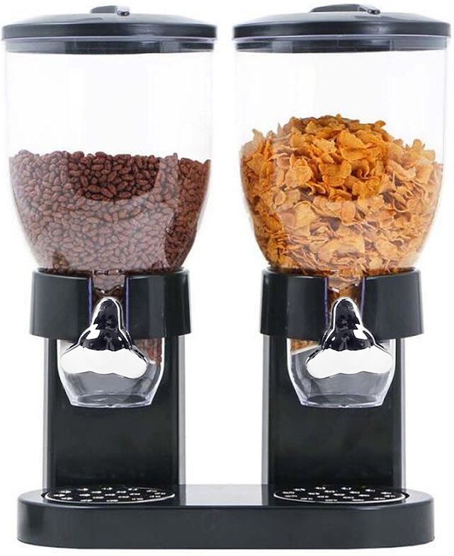 Müslispender doppelt,Cornflakesspender Haloyo Double Cereal Dispenser,Doppel-Spender,für Müsli, Cornflakes und Cerealien...