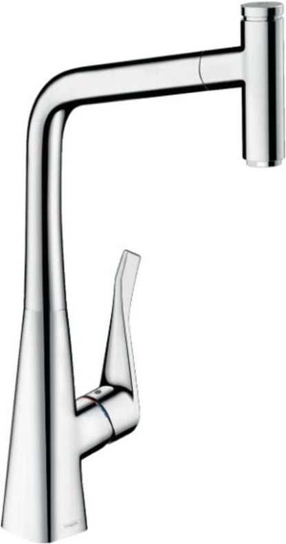 M71 - Spültischarmatur Metris Select, mit ausziehbarem Auslauf, sBOX, EcoSmart, verchromt 73807000 - Hansgrohe