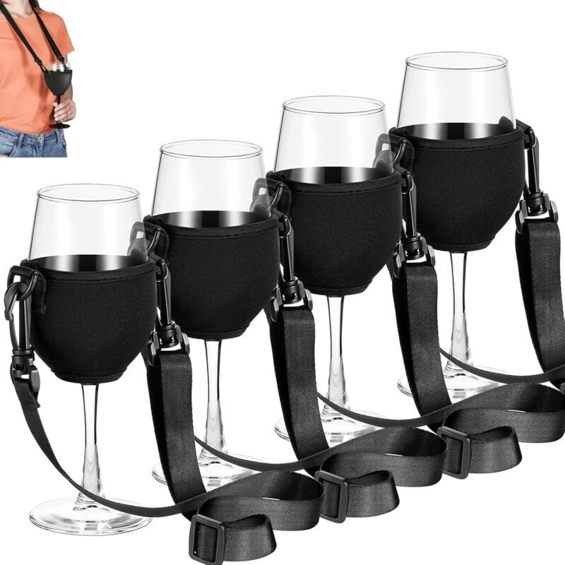 4-teiliger Weinglashalter mit Umhängeband, Weinglashalter zum Umhängen, für Zuhause, Kneipe, Restaurant, Geburtstag, Hoc...