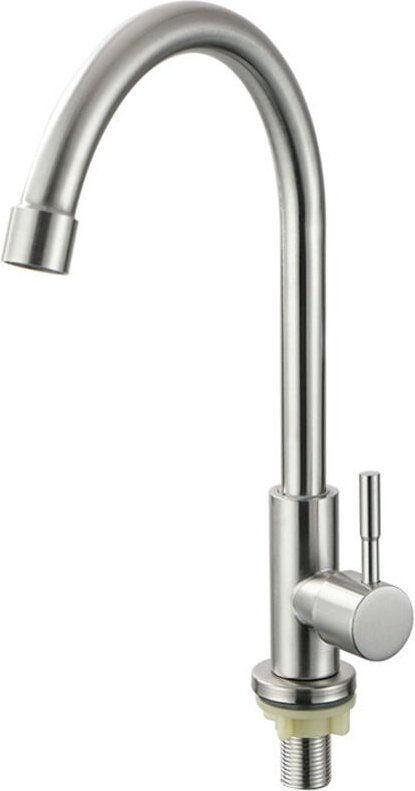 Sjqka - Einzel-Kaltwasser-Küchenarmatur, 360° drehbar, Einhebel-Spültischarmatur, Edelstahl