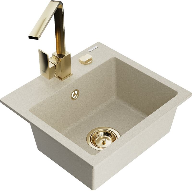 Milo 1-Becken-Granit-Spüle mit Mischbatterie Rita, Beige - 6505-69-670300-50 - Mexen
