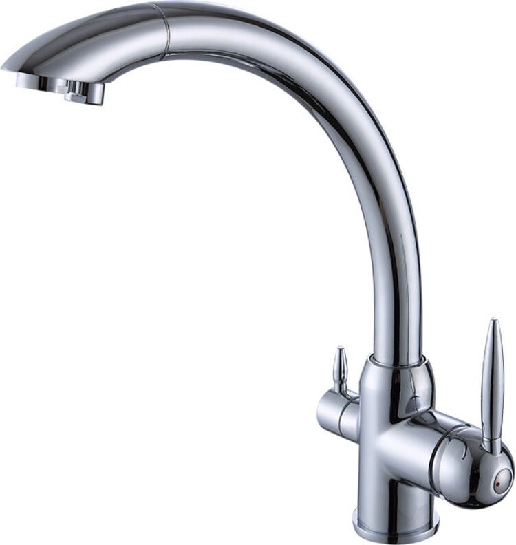 Robinet mitigeur 3 voies Robinet purificateur d'eau de cuisine tout en cuivre 3 en 1