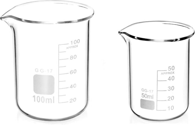 Bluedeer - 2 Stück Abgestufter Messbecher Glas Becherglas 50ml 100ml Set für Labor-Messbecher Küche