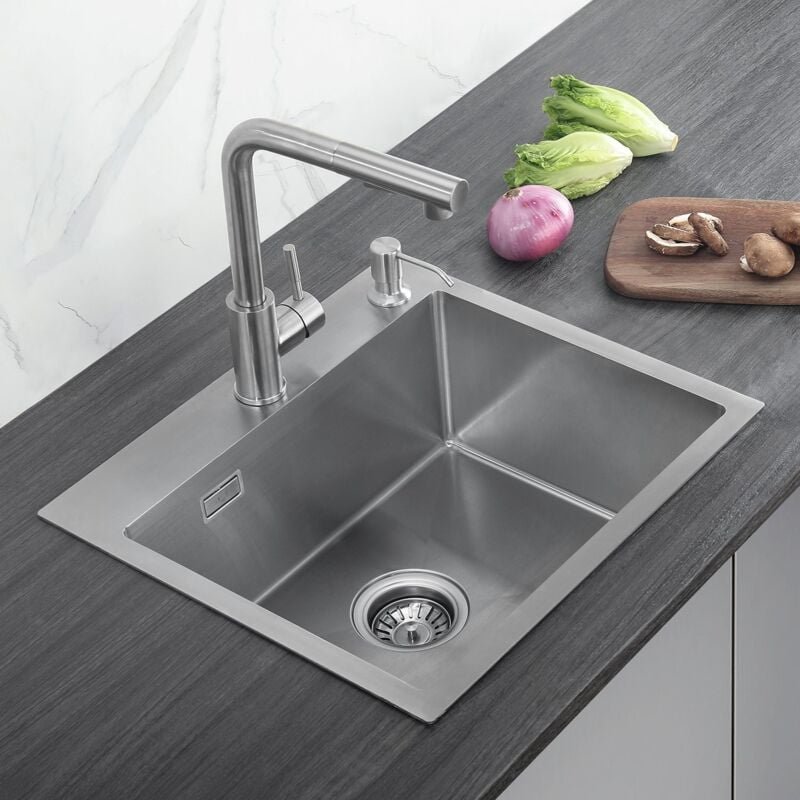 50 x 45 Spülen mit 1 Becken, Küchenspüle Ohne Seifenspender - Cecipa