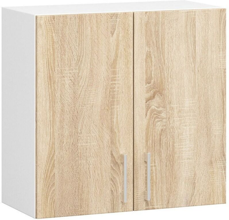 Hängeschrank Küchenschrank Akord lima modular W60 Weiß 60 cm 2 Türen 2 Ebenen Front Sonoma-Eiche B60 x H58 x T30,5 cm
