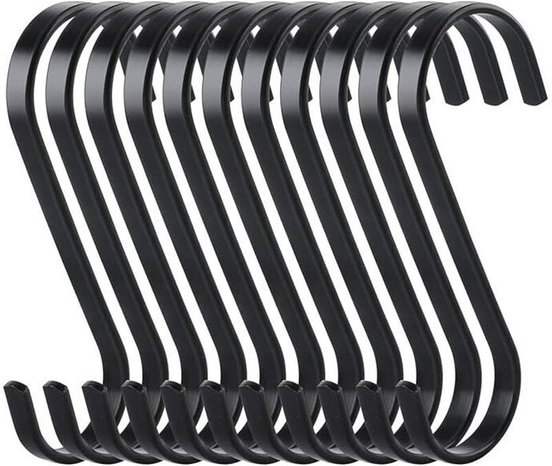 10er-Pack S-förmige flache Haken, Kleiderbügel aus Edelstahl, robuste Küchenhaken, multifunktionale Haken für Küche oder...