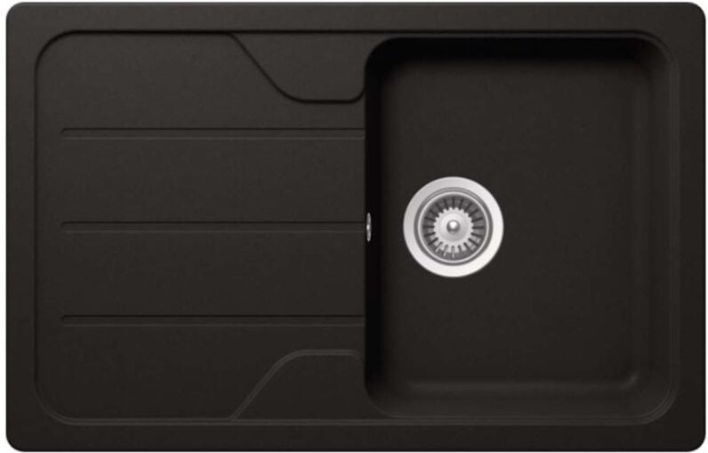 SCHOCK Formhaus - Granitspüle, 78x50 cm, mit Ablaufbedienung, Nero FOMD100SAGNE