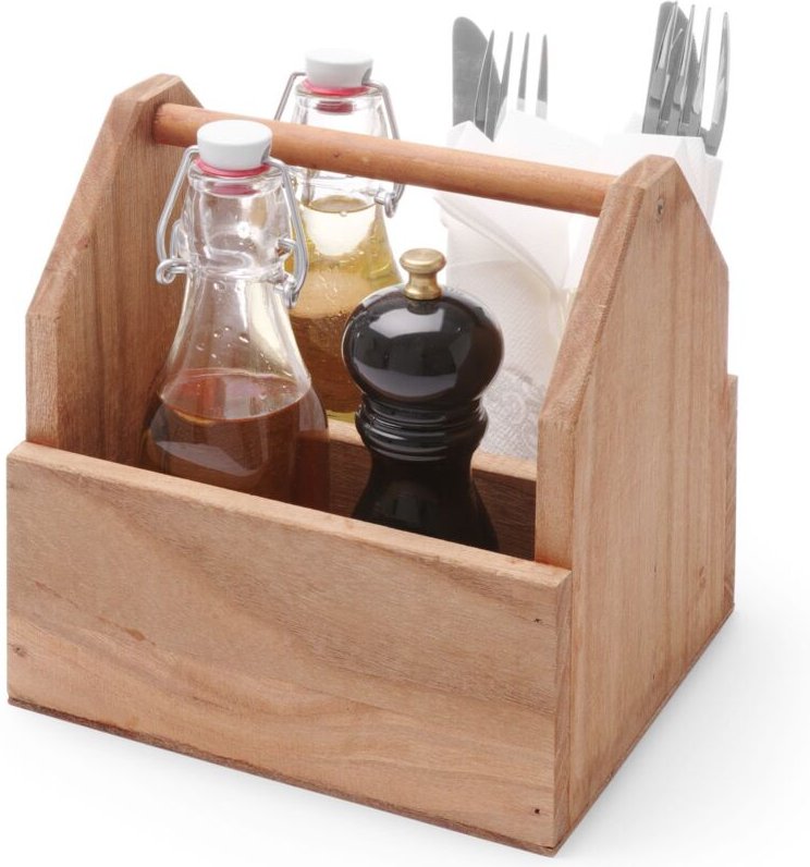 Tisch-Organizer für Gewürze und Besteck, Holz, mit Griff - Hendi 664315