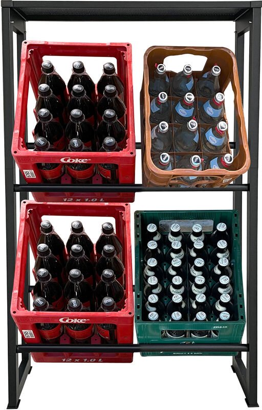 Quick-star - Getränkekistenregal 71x30x129cm mit Ablage für 4 Kästen Getränkekistenhalter Standregal