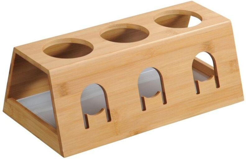 Flaschenhalter für Wasserflaschen aus Bambus Abtropfgestell für 3 Flaschen Flaschenständer Abtropfständer