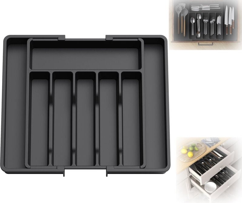 Besteck, erweiterbare Schubladen-Utensilienablage, verstellbarer Schubladen-Organizer für die Küche, kompakte Kunststoff...