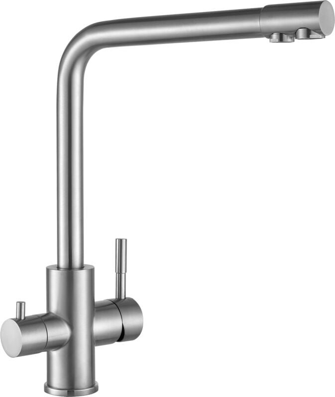 3 Wege Wasserhahn Küche Gebürstet Edelstahl, Küchenarmatur 360° Schwenkbar, Mischbatterie Küche für Osmoseanlage, 3-in-1...