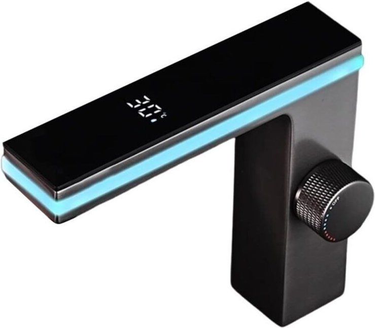 Intelligente LED-Waschtischarmatur – Digitale Temperaturanzeige, Wasserkraft, Waschtischarmatur