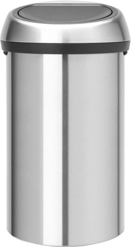 Brabantia Touch Bin, Mülleimer, Abfalleimer, Papierkorb, Deckel, Matt Steel 60 L