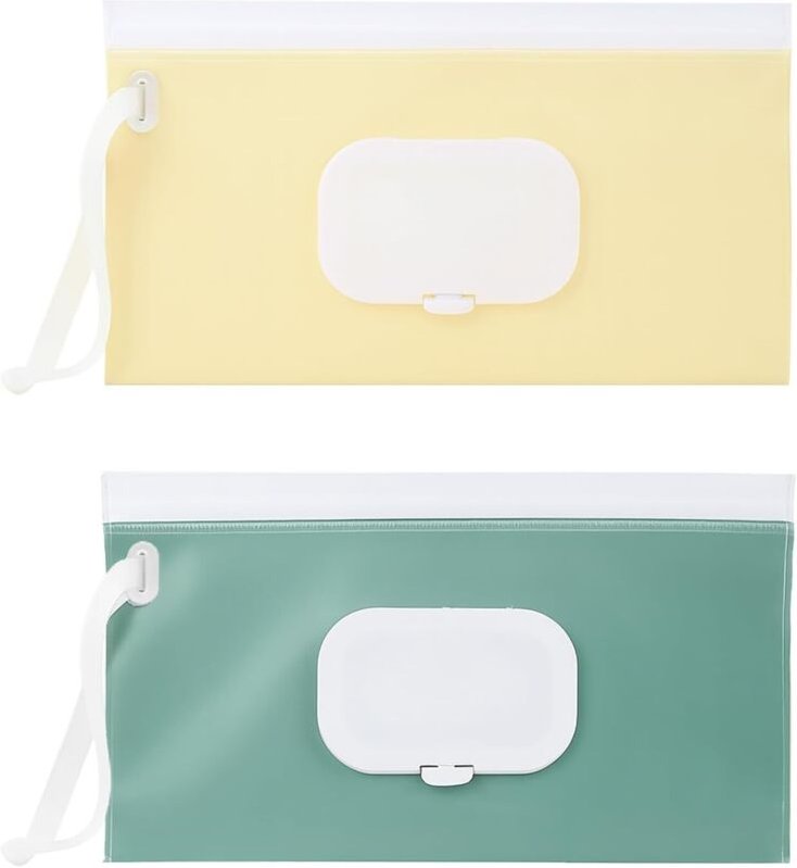 Set mit 2 tragbaren, nachfüllbaren Feuchttuchspendern, Feuchttuchbeuteln, Feuchttuchboxen, wiederverwendbaren Feuchttuch...