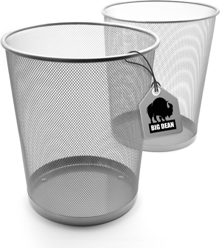 BigDean 2 Stück Papierkorb Mülleimer Büro silber 20L Draht – vielseitiger Mülleimer
