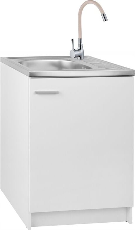 STAMAR Küchenschrank slim 60 - Weiß - Praktisch und Elegant - Mit Spüle und Flexibler Armatur