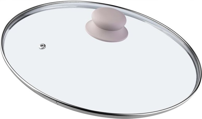 Glasdeckel mit Griff aus Silikon, Deckel mit Dampfloch, 28 cm, beige - Kadax