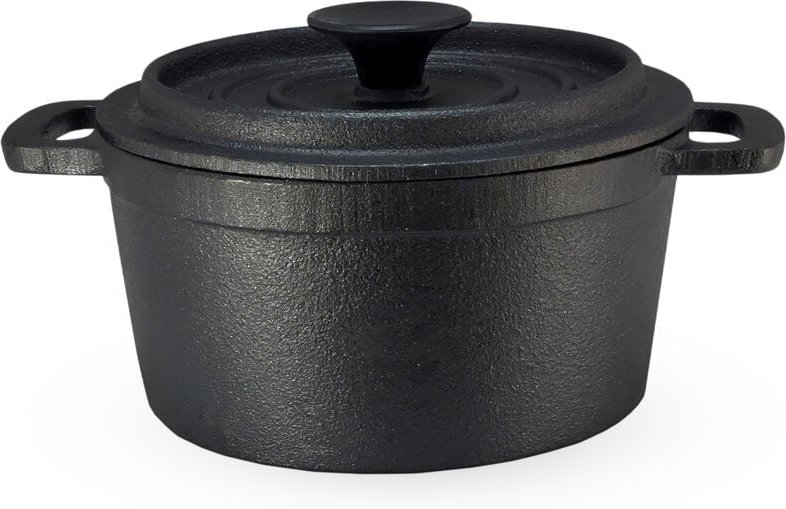 Gusseisen Topf mit Deckel 14 cm - Grilltopf Eisentopf Kochtopf Schmortopf Bräter