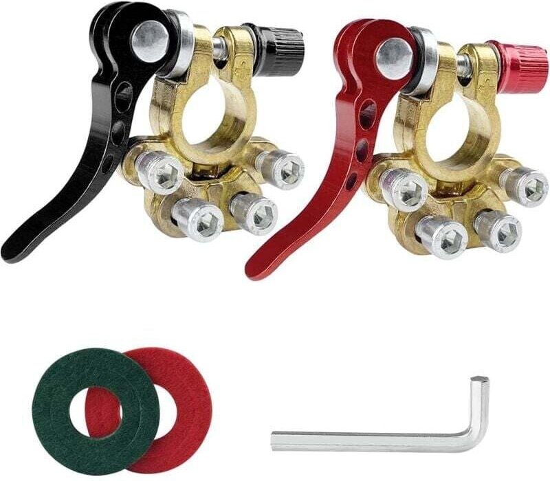 Ulisem - Batteriepolverbinder, Batterieklemmen Schnellklemme, Positive und Negative Batterieklemmen Verbinder Messing Au...