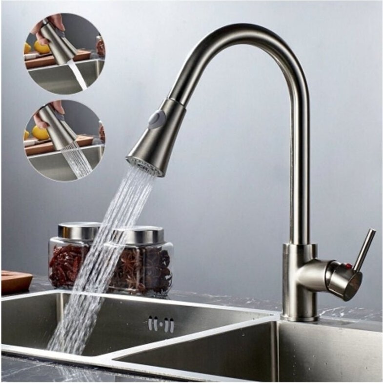 Trade Shop - Küchenspüle Mischbatterie Ausziehbare Dusche Professionelle Chrom Wasserhahn -