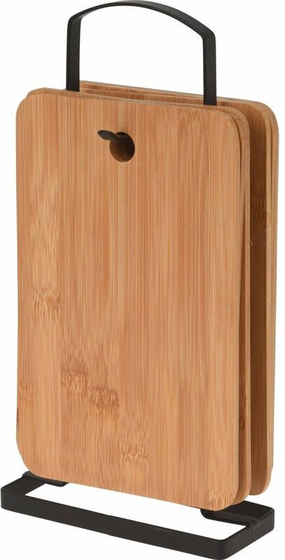 Excellent Houseware - Schneidebretter aus Bambus, 5 Stück mit Ständer, 24×14 cm